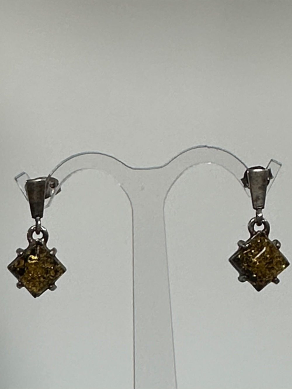 Sterling Silver Amber Drop Earrings - Warm Yellow Amber Dangles